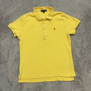 Ralph Lauren Polo Shirt Yellow Short Sleeve Women Size Large